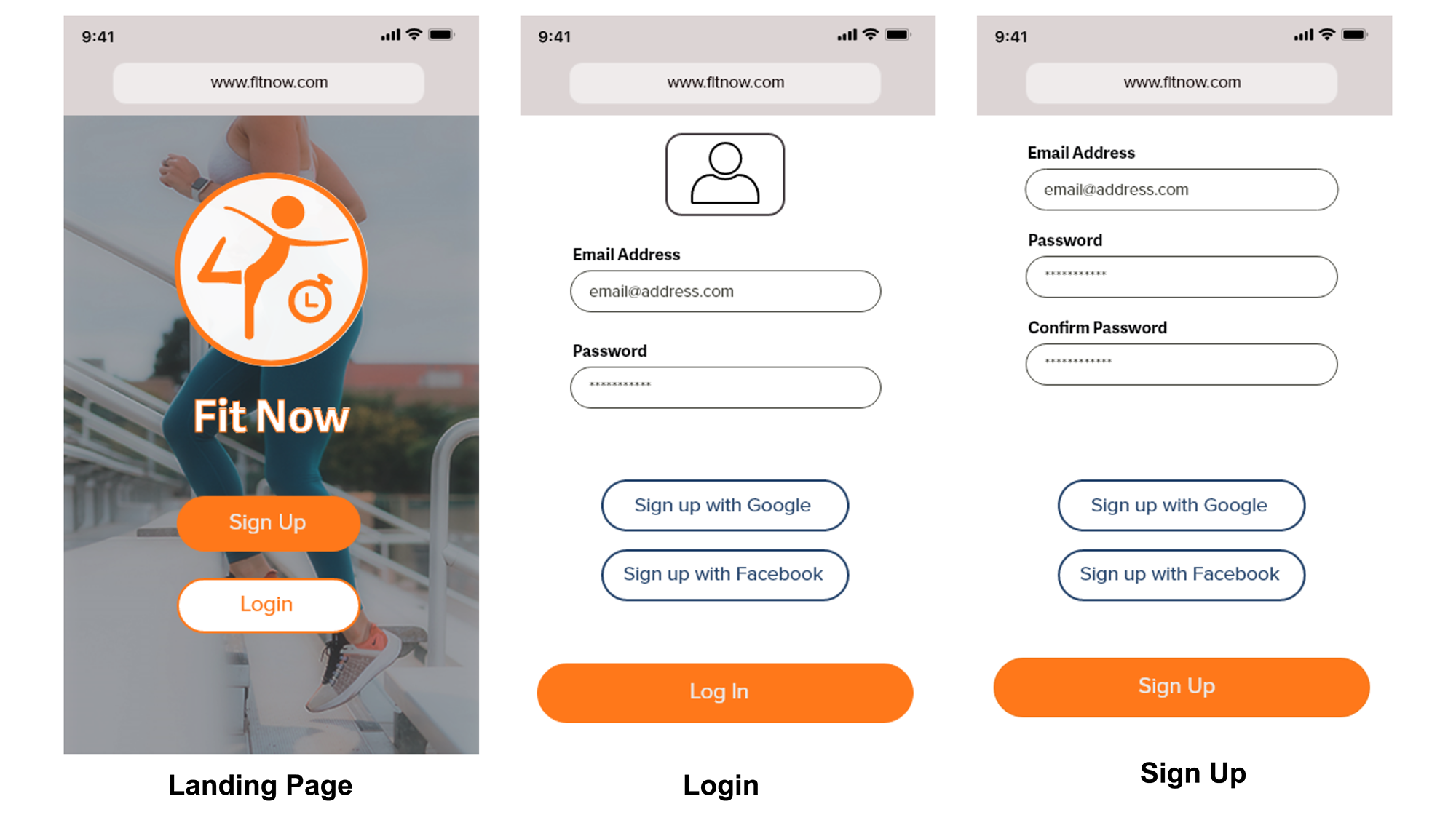Mobile Mockups for Fit now page 1