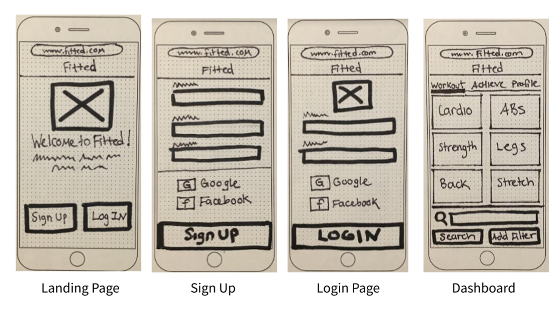 Fit Now paper wireframes picture 1