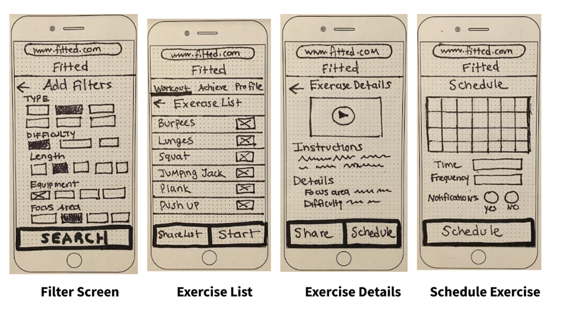 Fit Now paper wireframes picture 2
