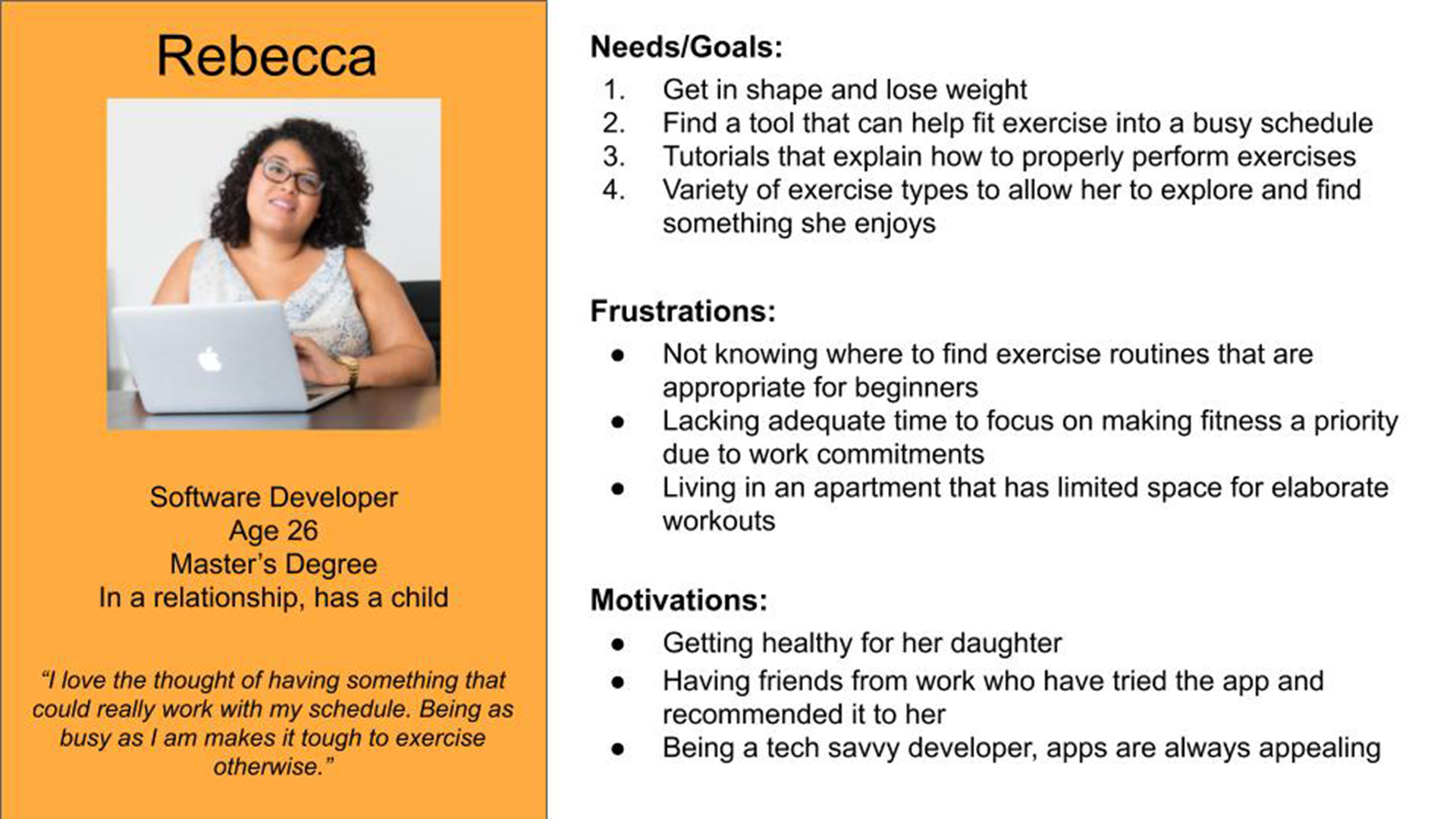 Persona Rebecca for Fit Now