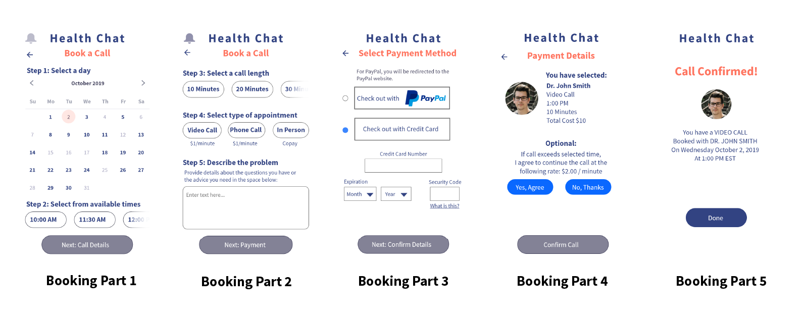Final mockups for Health Chat Part 3