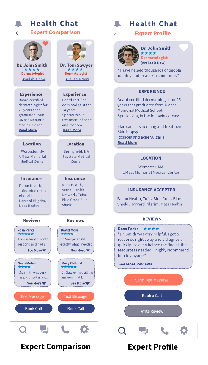 Final mockups for Health Chat Part 4