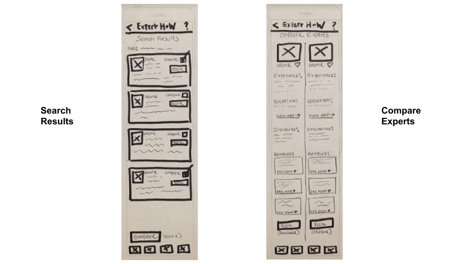 Health chat paper wireframes