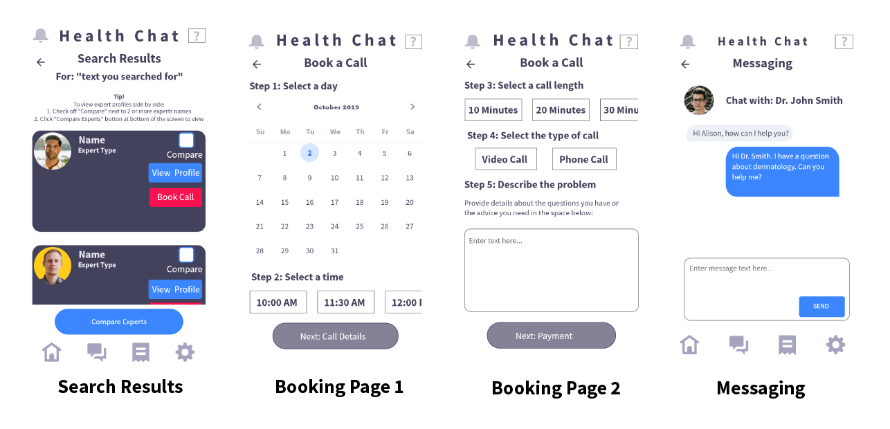 High fidelity wireframes part 2