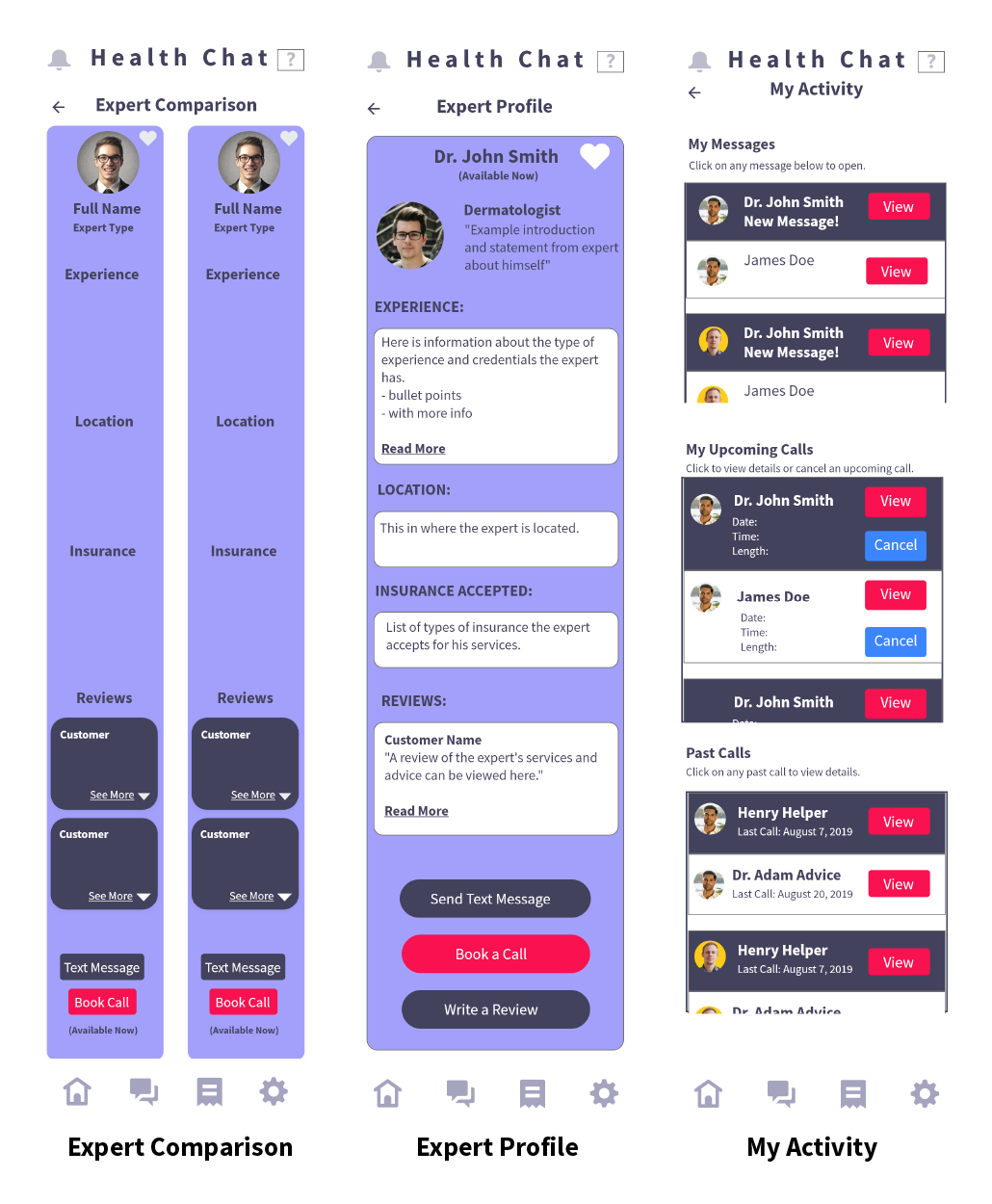 High fidelity wireframes part 3