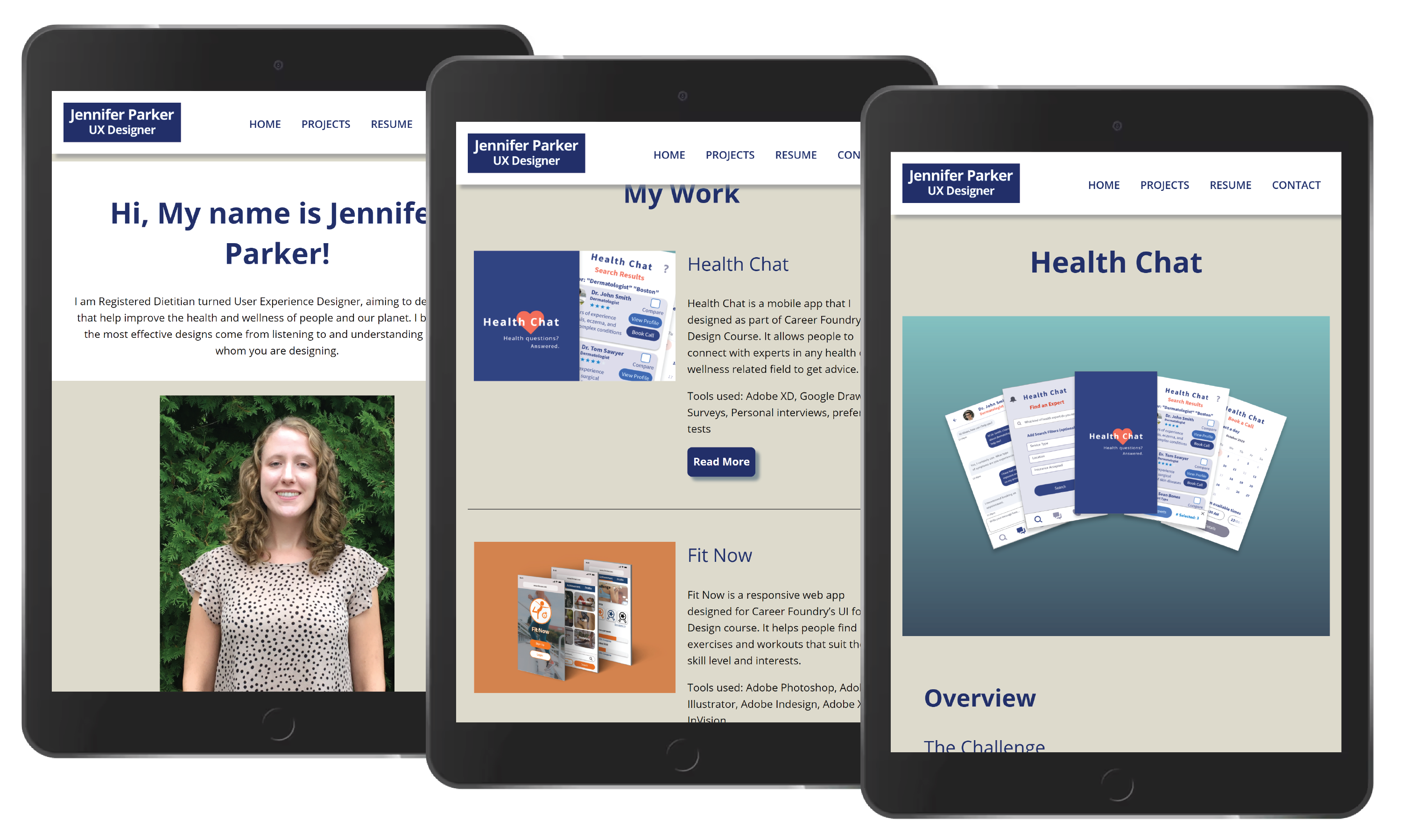 Portfolio Website final design for tablet